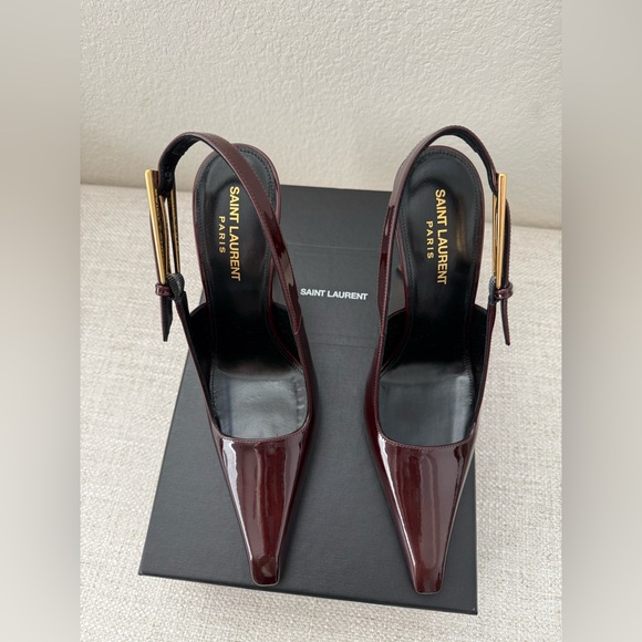 SAINT LAURENT LEE EMBELLISHED PATENT LEATHER SLINGBACK PUMP - Picture 12 of 16